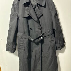 Classic Black Double-Breasted Raincoat